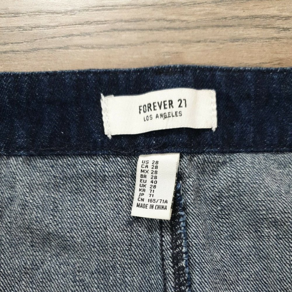 Forever 21 Womens Denim Mini Skirt US 28 Full Front Button Blue Dress Party - Picture 4 of 9